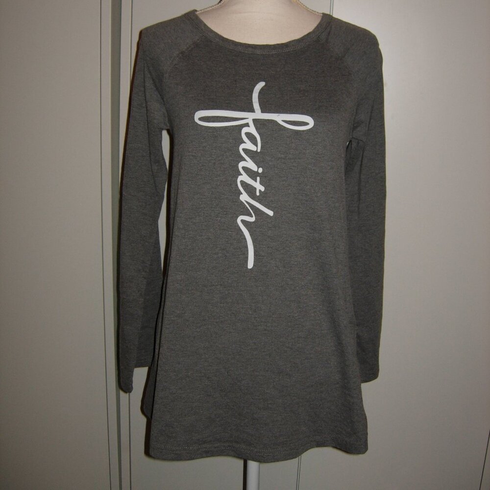 Gray Faith Long Sleeve T-Shirt S